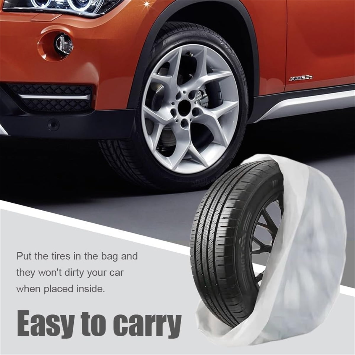 4Pcs Extra-Large Tire Covers,Tutuviw Tire Storage Bags,Waterproof Dustproof Wheel Protective Cover,Automotive Accessories Tear-Resistant Plastic Tire Bags Spare Tyre Bags Universal for Most Vehicles