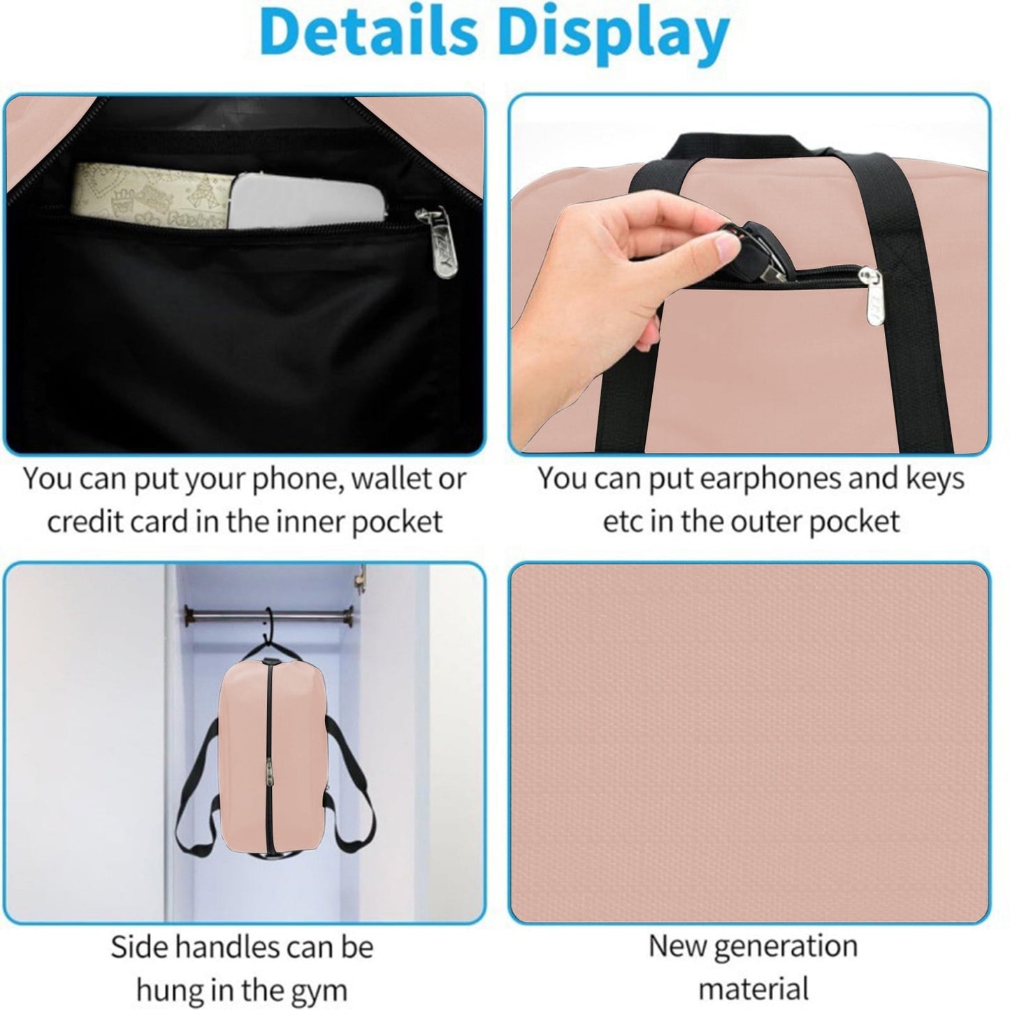 14 Inch Carry on Bag, Small Travel Gym Bag, Small Duffle Bag, Duffel Bag Gym Weekender Overnight Bag with Wet Pocket, Airlines Approved Foldable Carry on Bag, for Women and Men Black