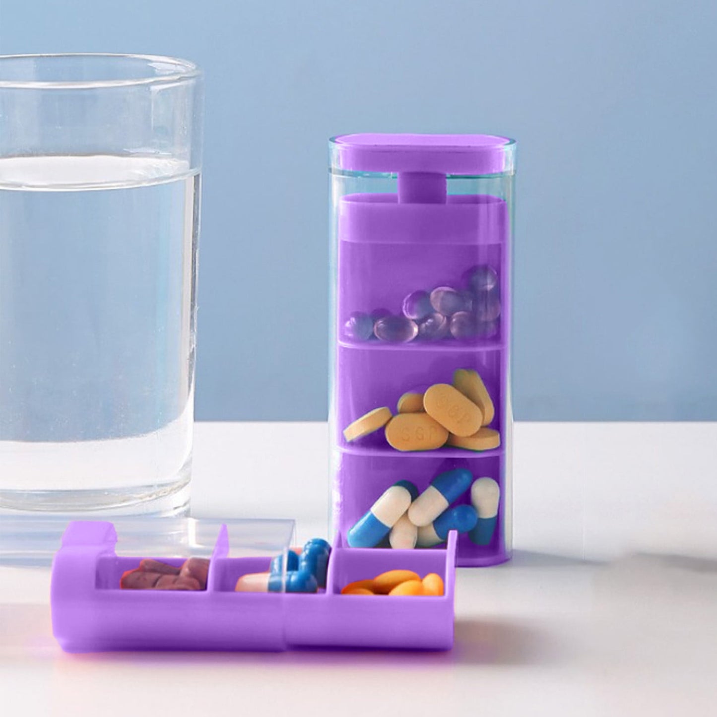 Large Pill Organizer, Pill Box 3 Day, Daily Pill Organizer, 3 Compartments Big Pill Case, for Supplements Jumbo Pill Holder, for Vitamins Huge Medicine Organizer 3 Times a Day Purple