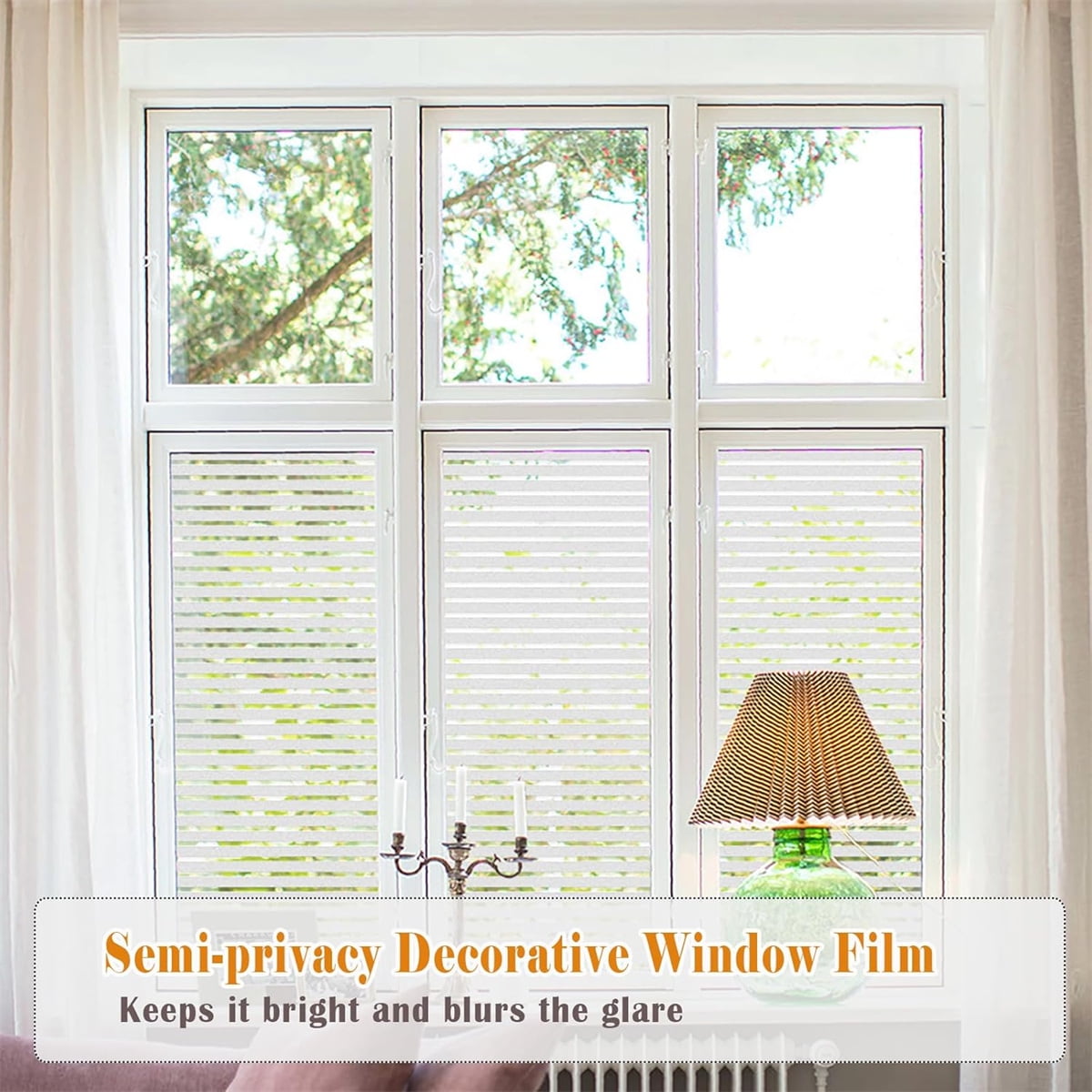 Tutuviw Privacy Window Film Frosted Glass Window Film 17.5 x 78.7 in No Glue Window Static Cling Glass Door Film Anti-UV Glass Films Strips Frosted Sliding Window Covering Stickers for Home Office