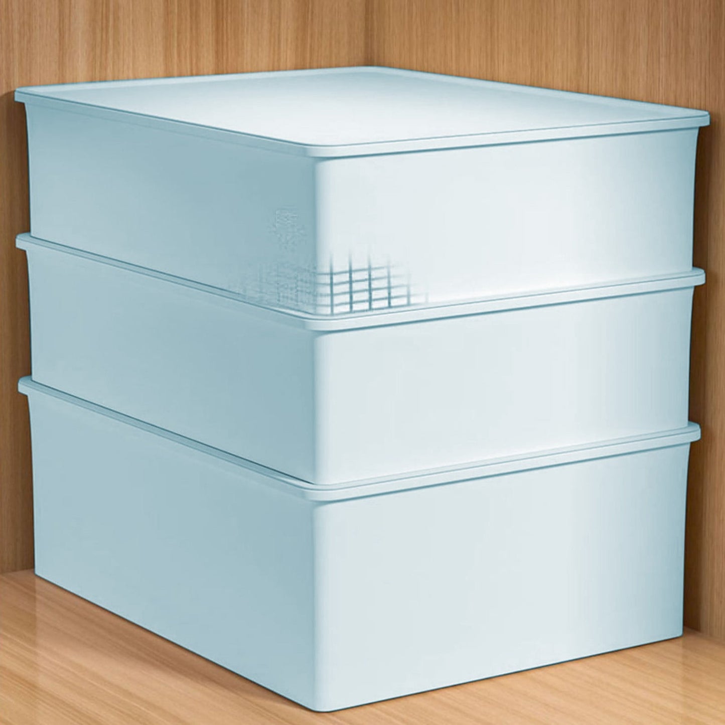 Sock Underwear Drawer Organzier Divider, 15 Compartments Removable Divided Plastic Storage Bin with Lid, Storage Organizer Sock Holders Organizers for Scarves Ties Belts(White) Blue