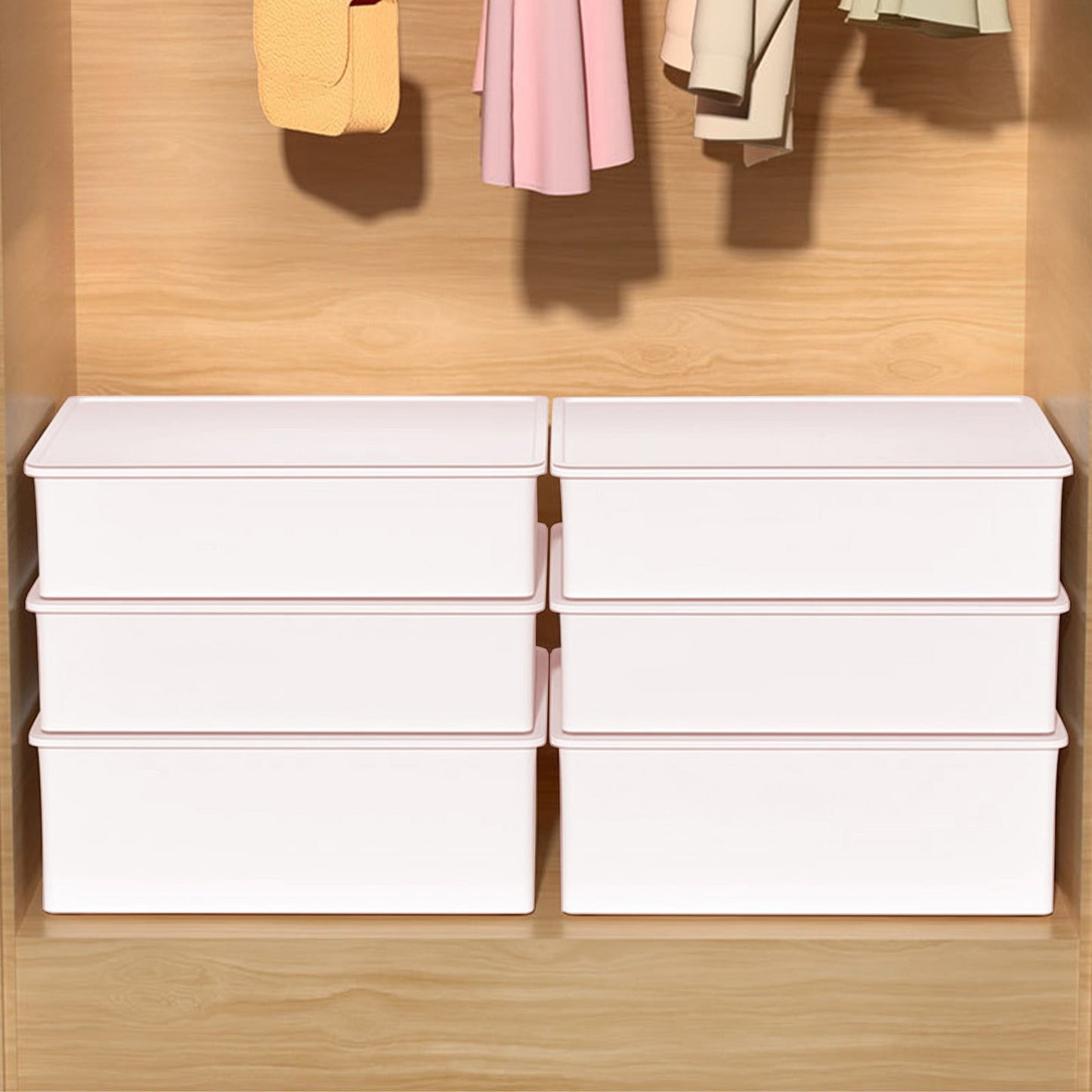Sock Underwear Drawer Organzier Divider, 15 Compartments Removable Divided Plastic Storage Bin with Lid, Storage Organizer Sock Holders Organizers for Scarves Ties Belts(White) Pink