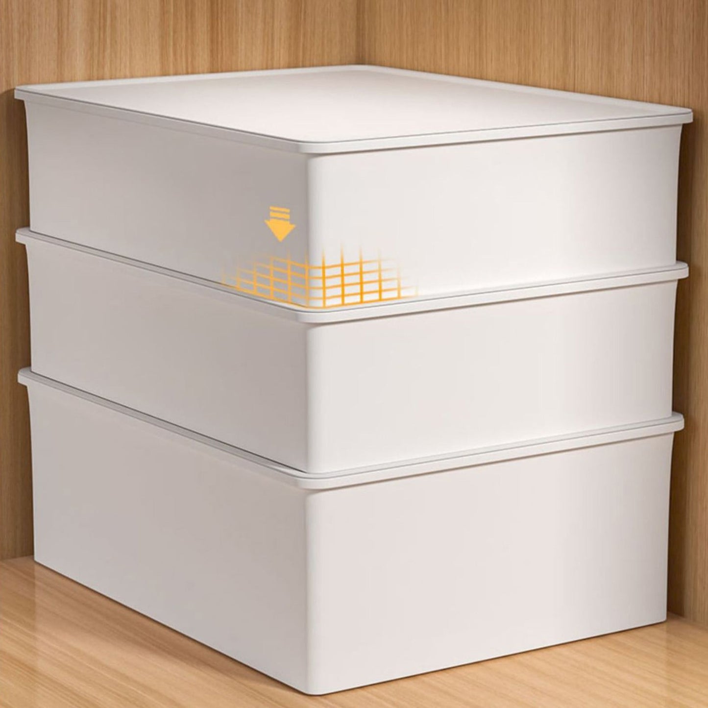 Sock Underwear Drawer Organzier Divider, 15 Compartments Removable Divided Plastic Storage Bin with Lid, Storage Organizer Sock Holders Organizers for Scarves Ties Belts(White) White