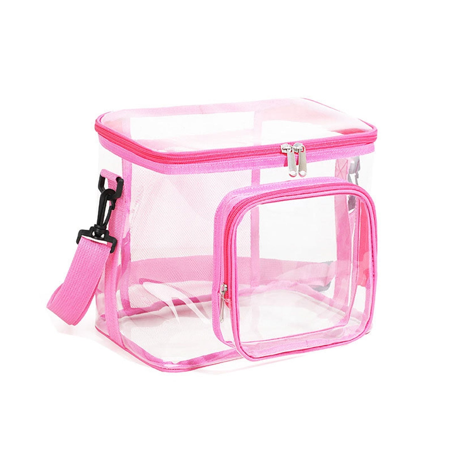 Extra Large Clear Cosmetic Makeup Bag, Transparent PVC Tote Shoulder Bag, Waterproof Clear Toiletry Carry Pouch, Makeup Artist Bag, Portable Storage Bag Black