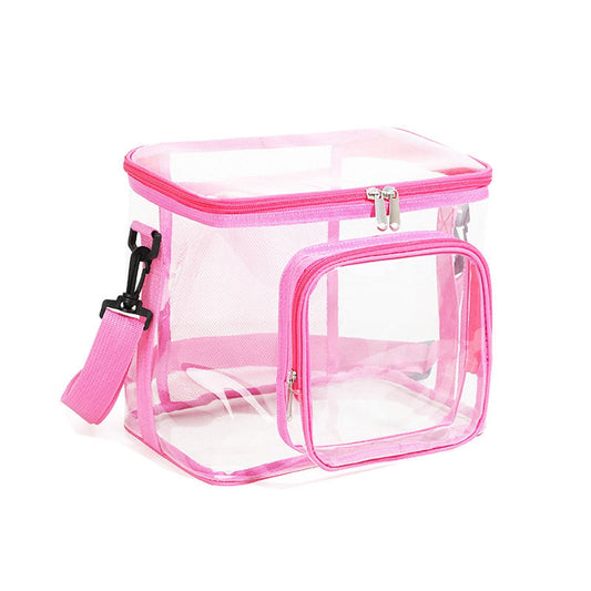 Extra Large Clear Cosmetic Makeup Bag, Transparent PVC Tote Shoulder Bag, Waterproof Clear Toiletry Carry Pouch, Makeup Artist Bag, Portable Storage Bag Black