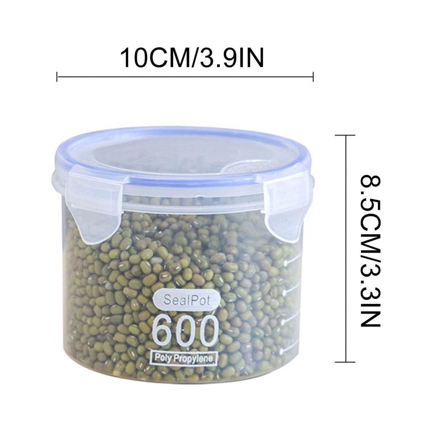 Clear Sealed Food Containers, 800ml Plastic Stackable Leakproof Storage Jar with Locking Lid, Kitchen Gadget for Rice Beans Storage A