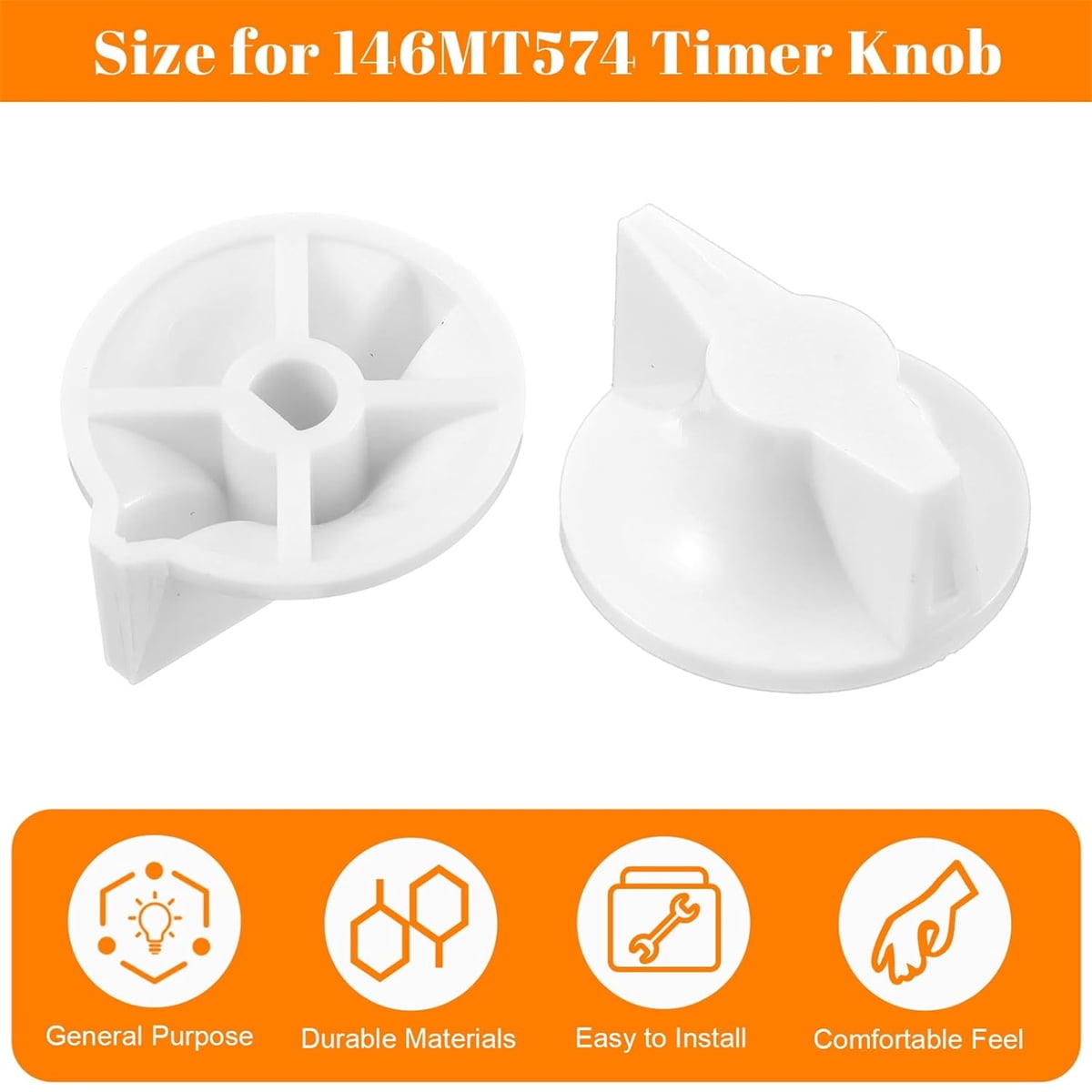Tutuviw 2 Pack Timer Switch Knob Replacement Timer Switch Knob Compatible Spring Wound Timers D-Type Timer Knob for Wall Bathroom Fan Motor Heater Light (White)