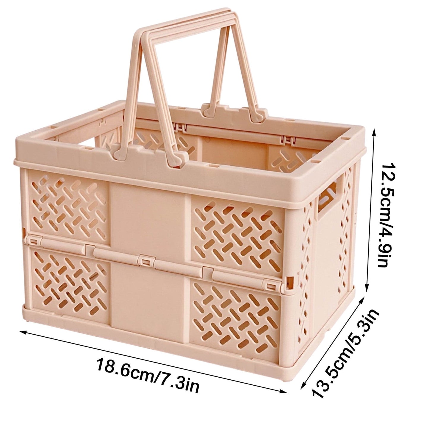 Foldable Storage Baskets with Handle, Portable Shower Basket, Vegetable Fruit Storage Organizers Box, Multifunctional Shopping Basket Outdoor Picnic Basket for Home, Picnic, Shopping Pink