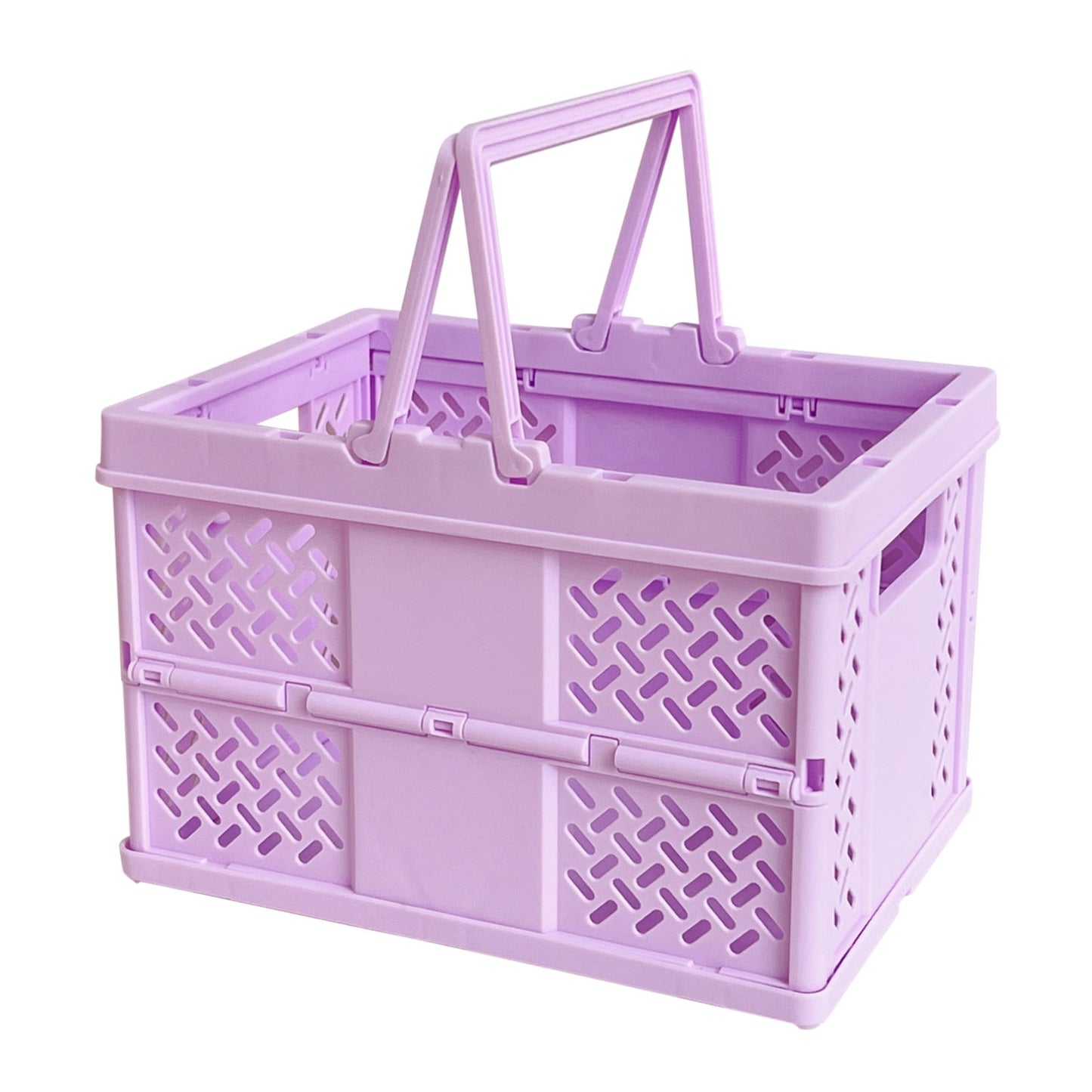 Foldable Storage Baskets with Handle, Portable Shower Basket, Vegetable Fruit Storage Organizers Box, Multifunctional Shopping Basket Outdoor Picnic Basket for Home, Picnic, Shopping Purple