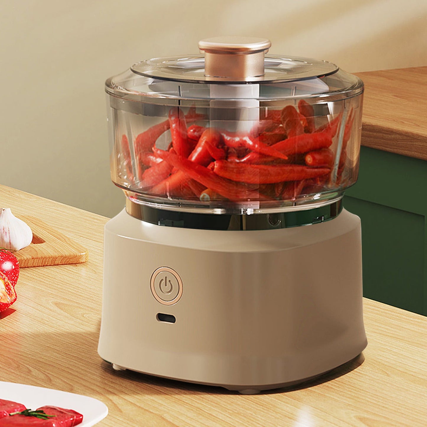 Food Processor, 350ML Electric Food Chopper with Stainless Steel Blade and USB Rechargeable, Mini Chopper, Garlic Chopper, Vegetable Masher, for Onions Meat Spices Coffee