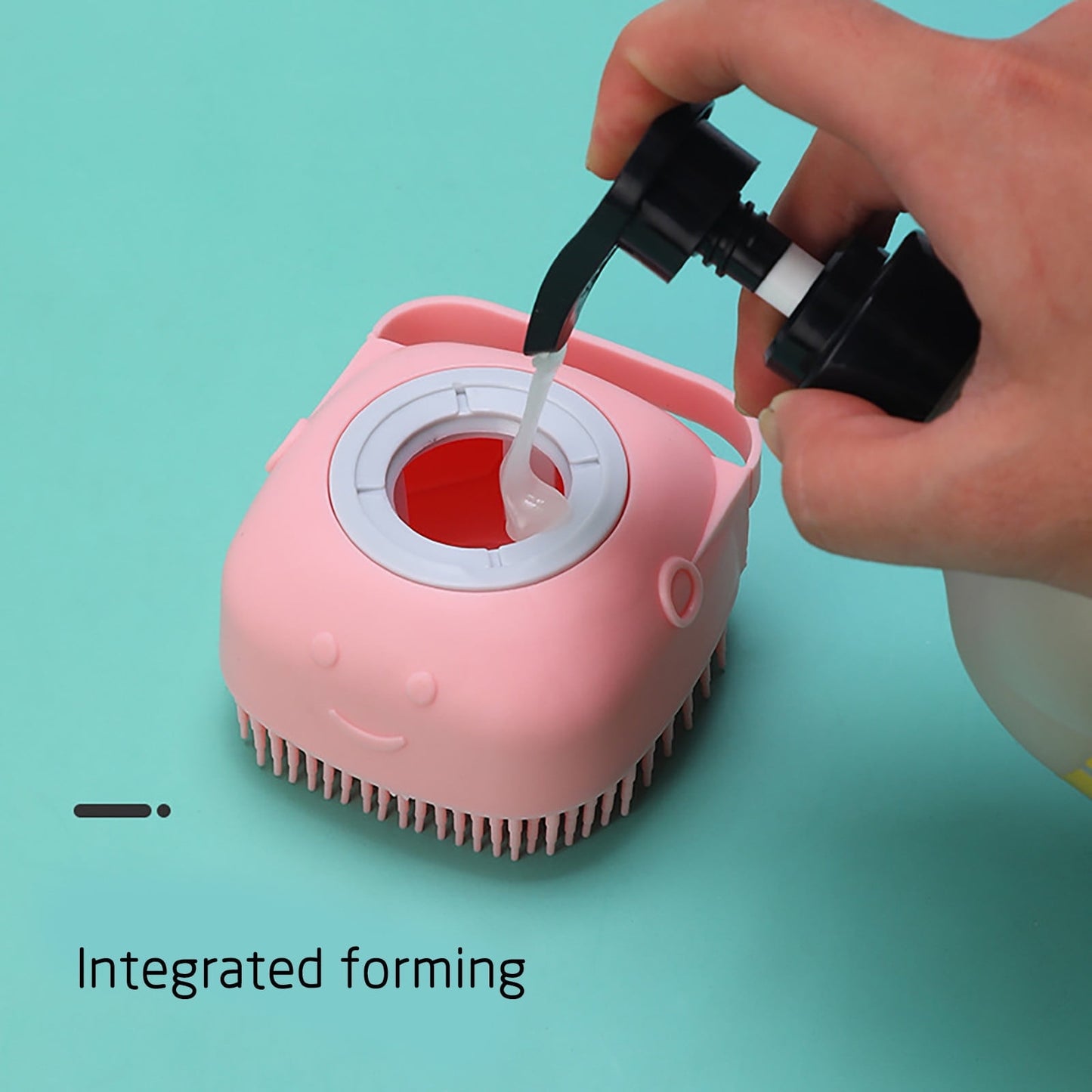 Dog Bath Brush, Pet Massage Brush, Shampoo Dispenser, Soft Silicone Brush, Rubber Bristle for Dogs and Cats Shower, Soft Pet Rub Back Brush, Shower Brush Blue