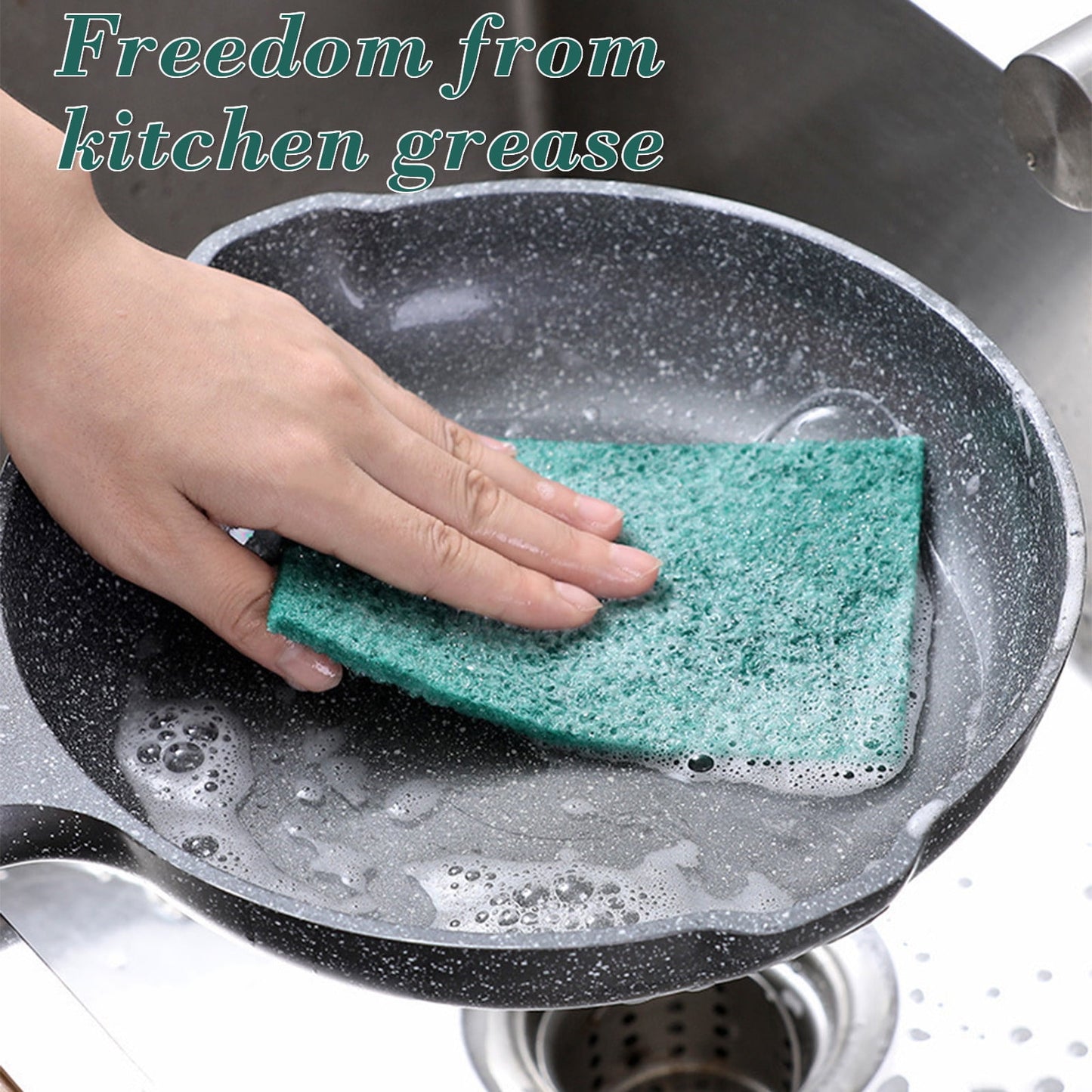 5 Pcs Scouring Pad, Dish Scrubber Scouring Pads, Green Reusable Household Scrub Pads, Double-sided Household Emery Sponge, for Dishes, Kitchen Scrubbers and Metal Grills Green