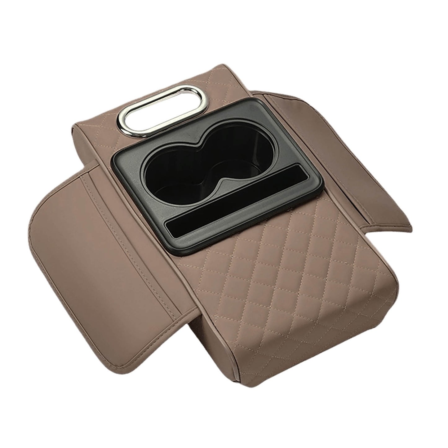 Car Center Console Armrest Pillow, Memory Foam Auto Armrest Box Cover with Cup Holder and Phone Holder, Waterproof Leather Arm Rest Protector Cushion, Car Tissue Box, Interior Car Accessories Black