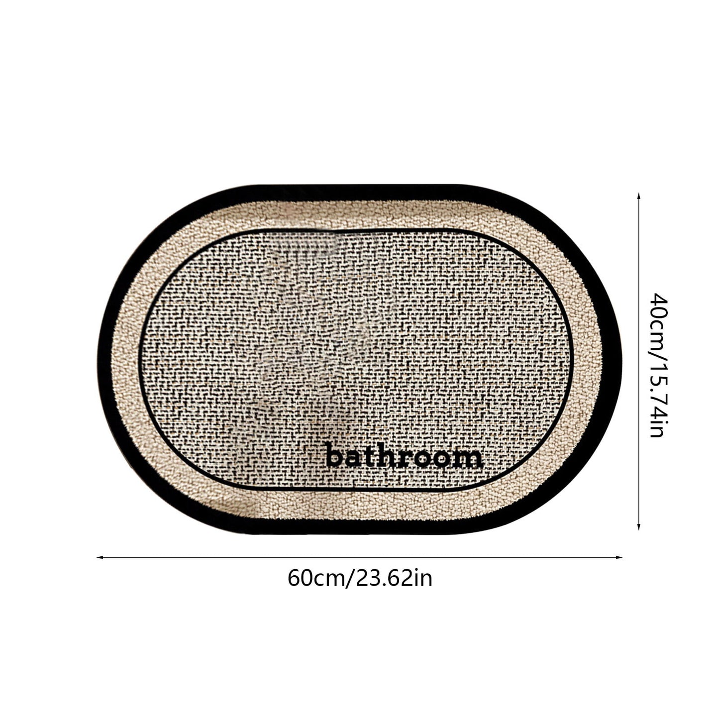 Thin Bath Mat, Super Absorbent Quick Dry Thin Bathroom Rugs, Elliptical Bath Antis-skids Mat, Fit Under Door, Non Slip Rubber Backed Mat, Washable Bathroom Floor Mats Black