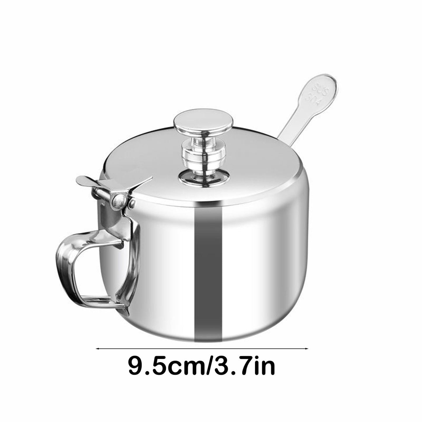 Sugar Bowl with Lid and Spoon, Stainless Steel Sugar Creamer Container, Round Seasoning Jar, Durable Seasoning Jar, for Coffee Bar Accessories, Kitchen Food Storage Jar L