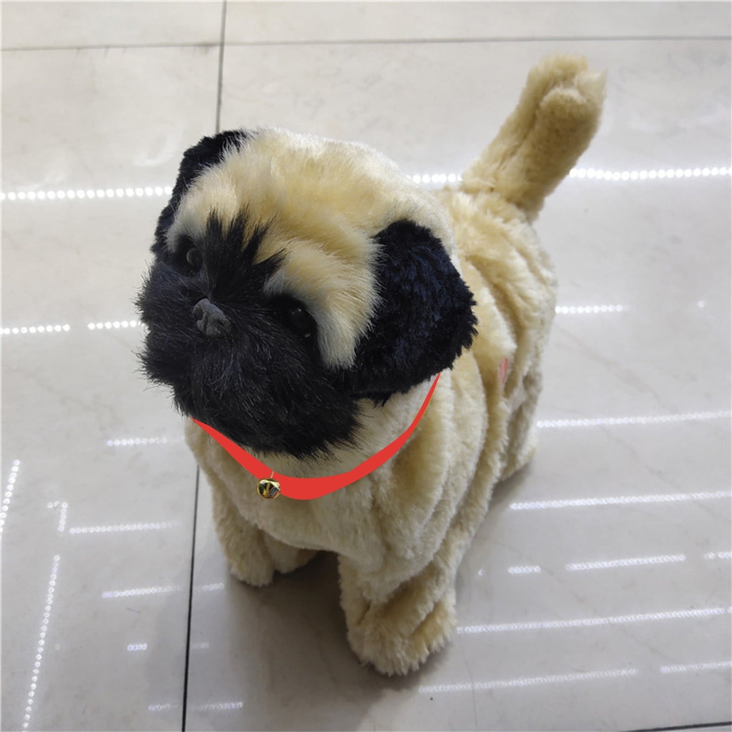 Simulation Dog Toy, Lifelike Stuffed Interactive Pet Toy, Stuffed Animals Electronic Puppy with Sound & Movable Limbs, for Birthday Party Holiday Gift Home Decor Beige