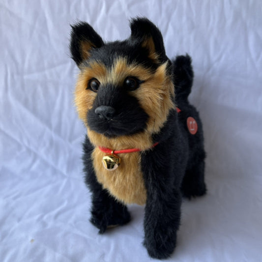 Simulation Dog Toy, Lifelike Stuffed Interactive Pet Toy, Stuffed Animals Electronic Puppy with Sound & Movable Limbs, for Birthday Party Holiday Gift Home Decor Black