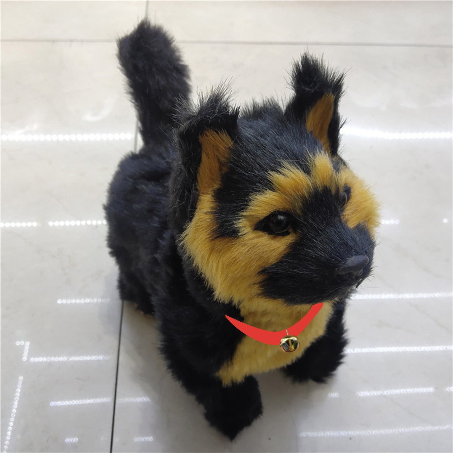 Simulation Dog Toy, Lifelike Stuffed Interactive Pet Toy, Stuffed Animals Electronic Puppy with Sound & Movable Limbs, for Birthday Party Holiday Gift Home Decor Black