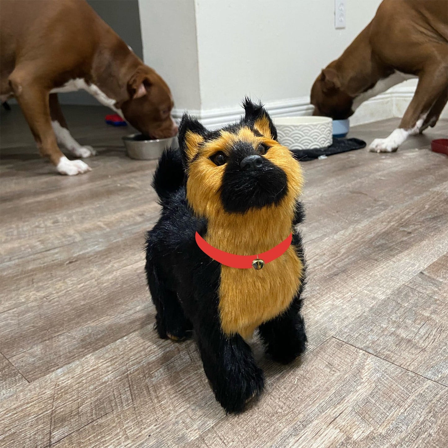 Simulation Dog Toy, Lifelike Stuffed Interactive Pet Toy, Stuffed Animals Electronic Puppy with Sound & Movable Limbs, for Birthday Party Holiday Gift Home Decor Black