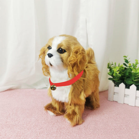 Simulation Dog Toy, Lifelike Stuffed Interactive Pet Toy, Stuffed Animals Electronic Puppy with Sound & Movable Limbs, for Birthday Party Holiday Gift Home Decor Brown