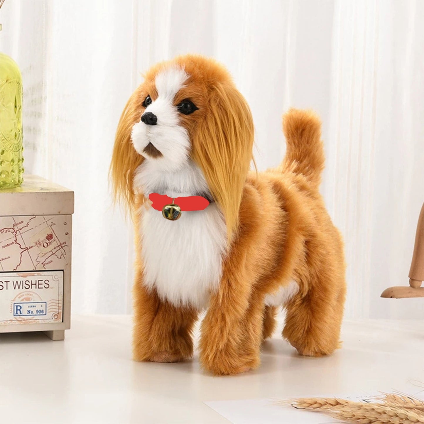 Simulation Dog Toy, Lifelike Stuffed Interactive Pet Toy, Stuffed Animals Electronic Puppy with Sound & Movable Limbs, for Birthday Party Holiday Gift Home Decor Brown