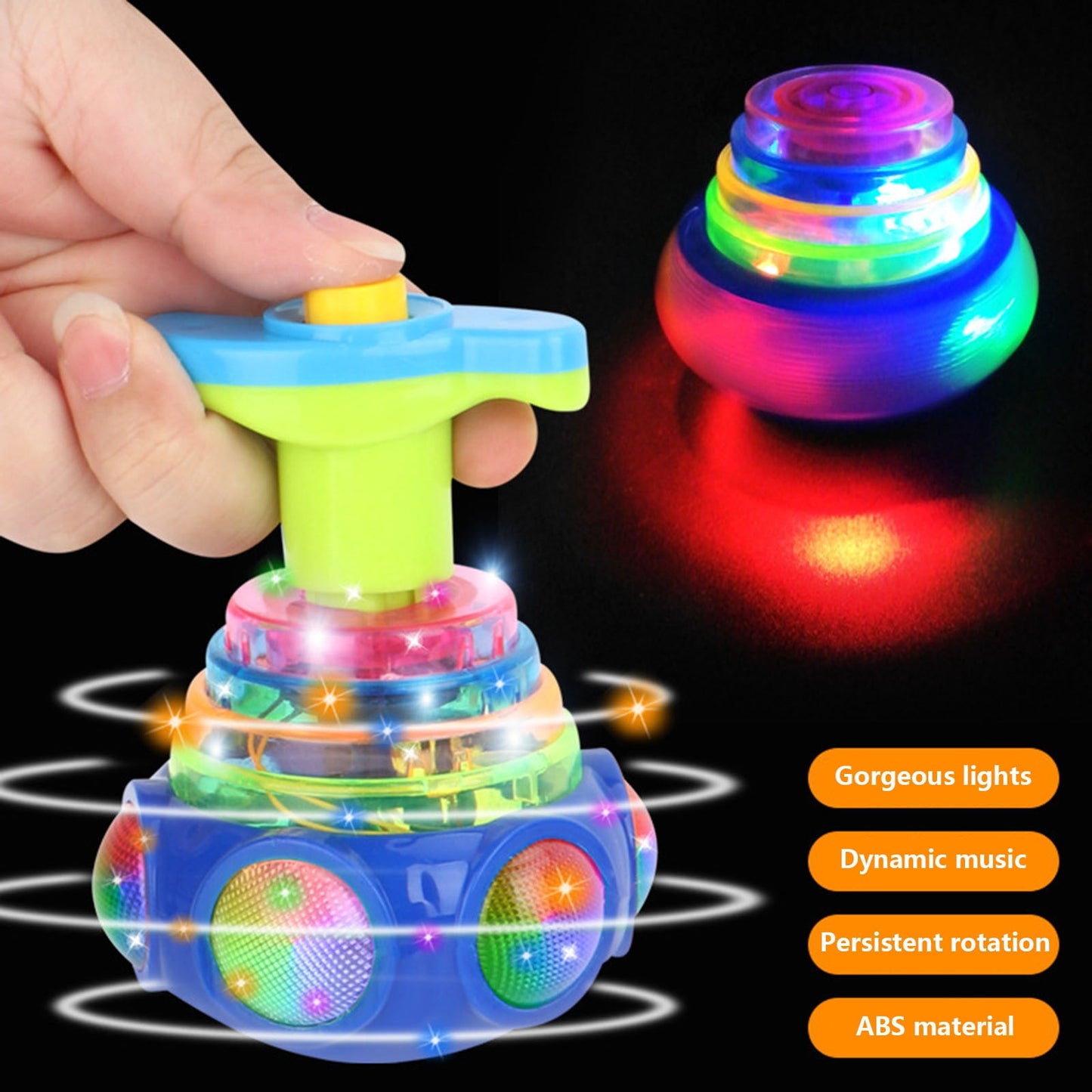 Light Up Spinning Tops Toys, LED Light Up Flashing Music Spinning Tops, Electrical Flashing Tops for Party Birthday Holiday Gift Blue