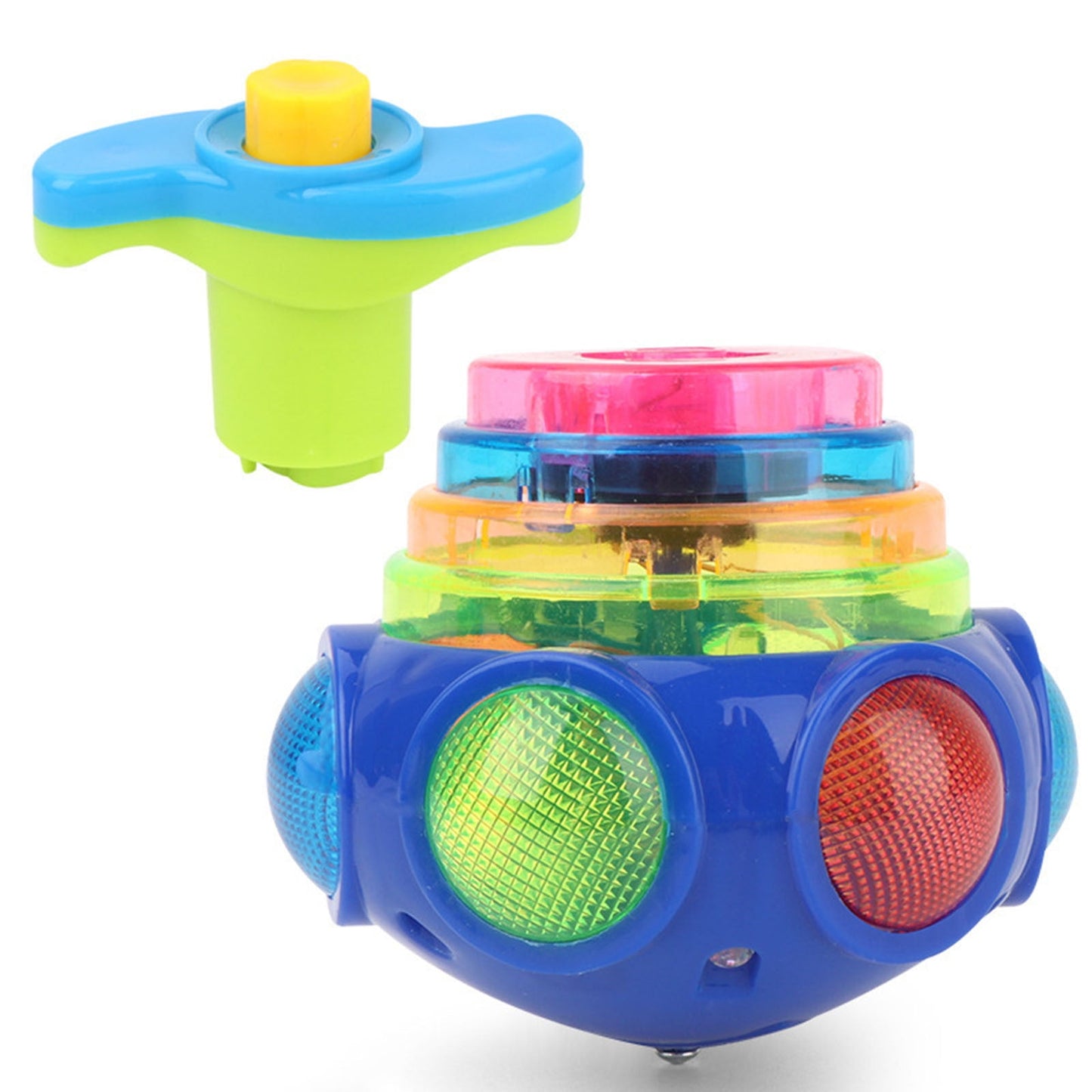 Light Up Spinning Tops Toys, LED Light Up Flashing Music Spinning Tops, Electrical Flashing Tops for Party Birthday Holiday Gift Blue