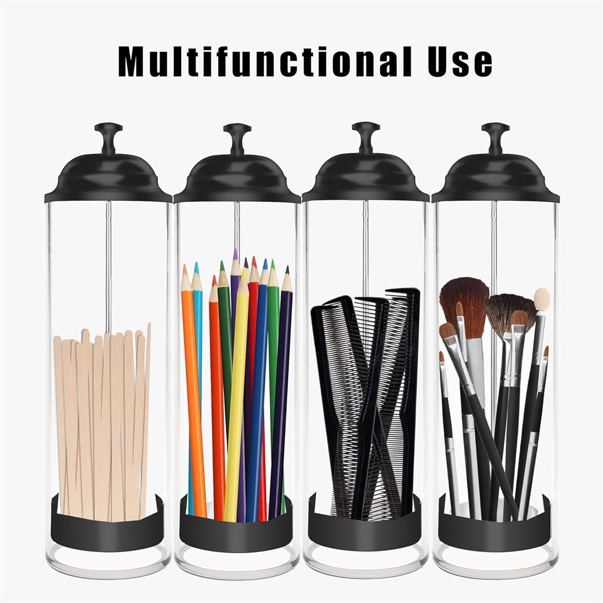 10.6 in Straw Dispenser with Lid, Tutuviw Plastic Straw Holder for Counter, Drinking Straw Organizer Container Transparent Straw Holder for Most Straws, Black (Straws Not Include)
