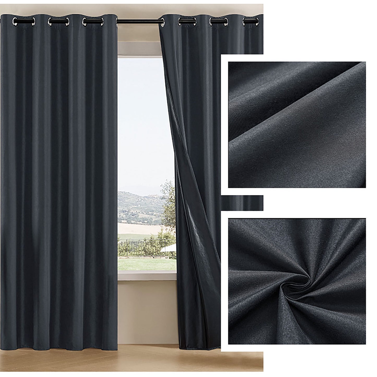 RV Camper Door Window Curtains, Blackout Privacy Curtains, Drapes for Bathroom Bedroom Kitchen, Portable Travel Trailer Small Window Decor, Short Blackout Curtain Black
