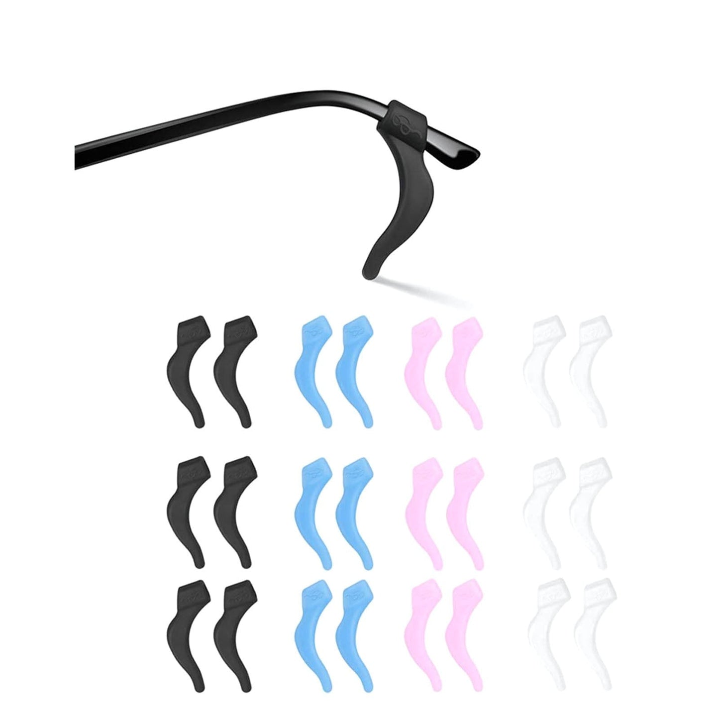 24Pcs Silicone Slip Ear Hook,Eyeglass Retainer,Anti Slip Ear Grips Hook,Comfortable and Durable Glasses Accessories for Sports,Reading,Outdoor Activities,and Daily Use,A C