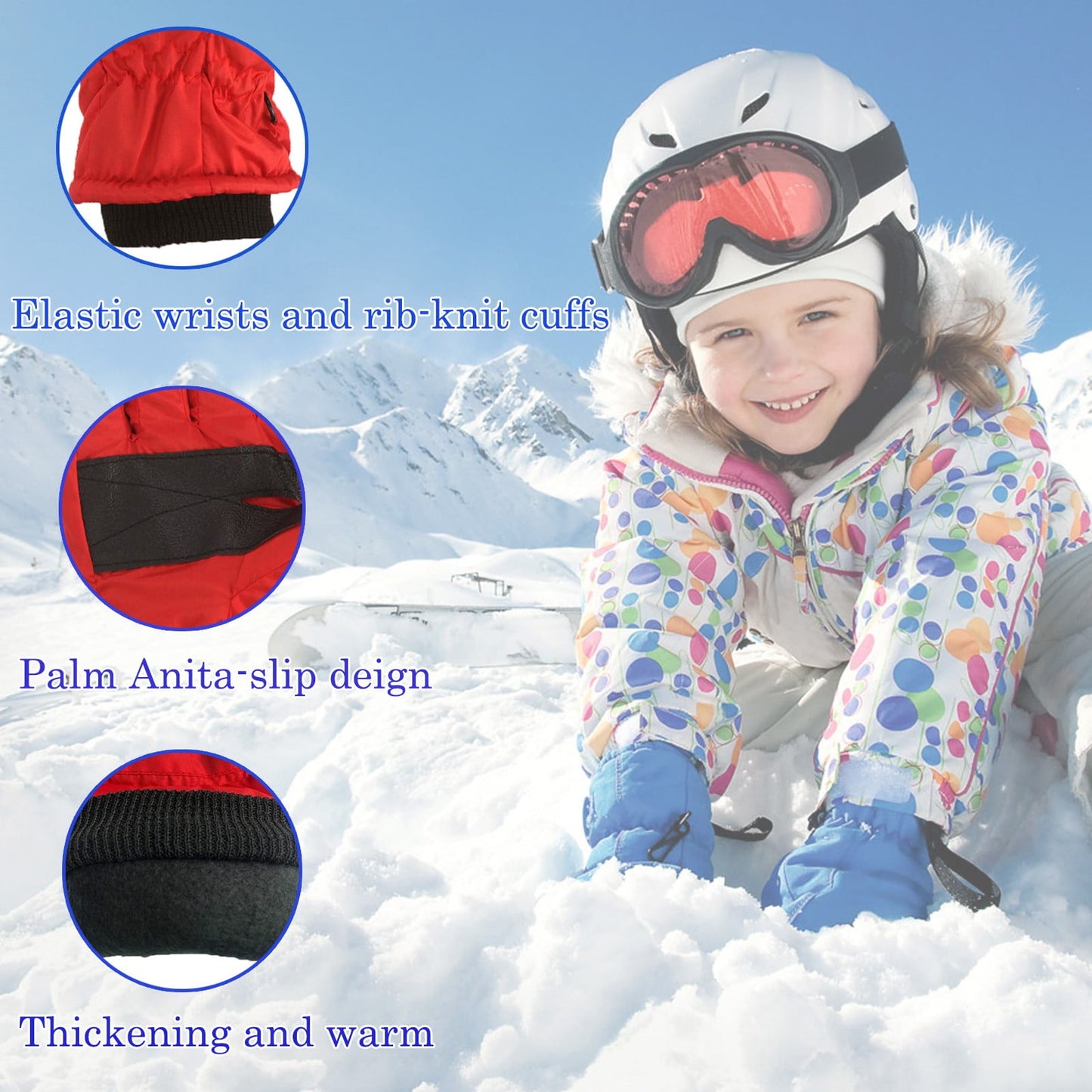 GXWEA 2T Gloves Kids Waterproof Gloves Kids Gloves Winter Gloves Thick Gloves Stretchy Warm Gloves Boys Girls 6-11 Year 4-8 Year AHA1 kids snow gloves Pink