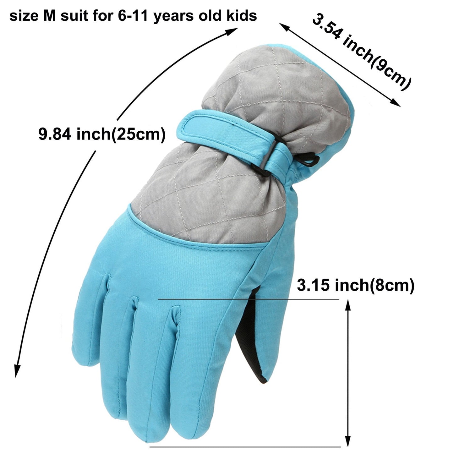 GXWEA 2T Gloves Kids Waterproof Gloves Kids Gloves Winter Gloves Thick Gloves Stretchy Warm Gloves Boys Girls 6-11 Year 10-16 Year AHA2 kids snow gloves Blue