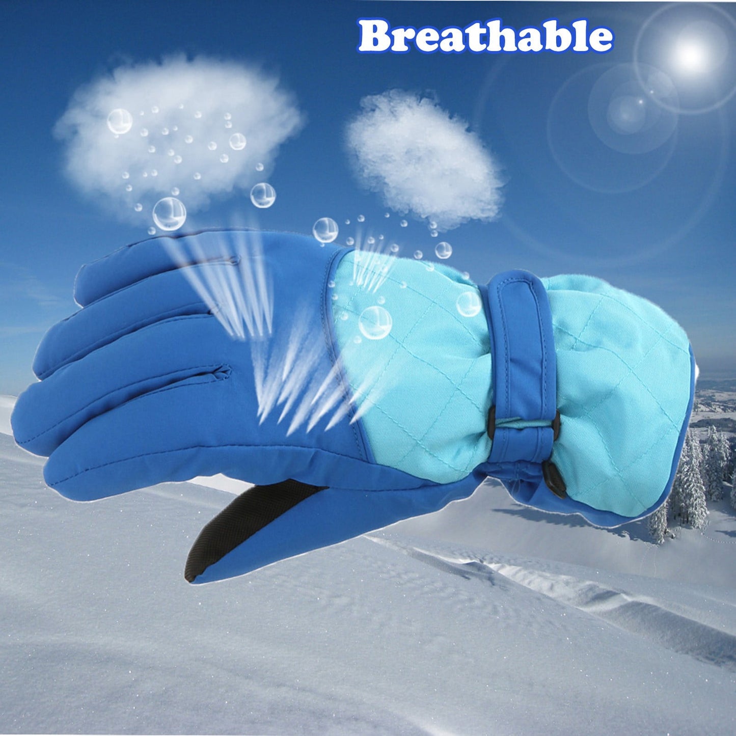 GXWEA 2T Gloves Kids Waterproof Gloves Kids Gloves Winter Gloves Thick Gloves Stretchy Warm Gloves Boys Girls 6-11 Year 10-16 Year AHA2 kids snow gloves Blue