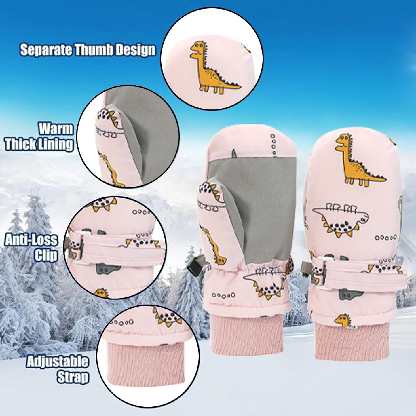 GXWEA 2T Gloves Kids Waterproof Gloves Kids Gloves Winter Gloves Thick Gloves Stretchy Warm Gloves Boys Girls 6-11 Year 2-4 Years AHA5 kids snow gloves Pink