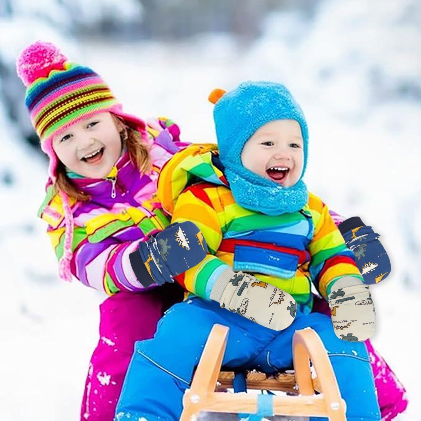 GXWEA 2T Gloves Kids Waterproof Gloves Kids Gloves Winter Gloves Thick Gloves Stretchy Warm Gloves Boys Girls 6-11 Year 6-24 Months AHA5 kids snow gloves White