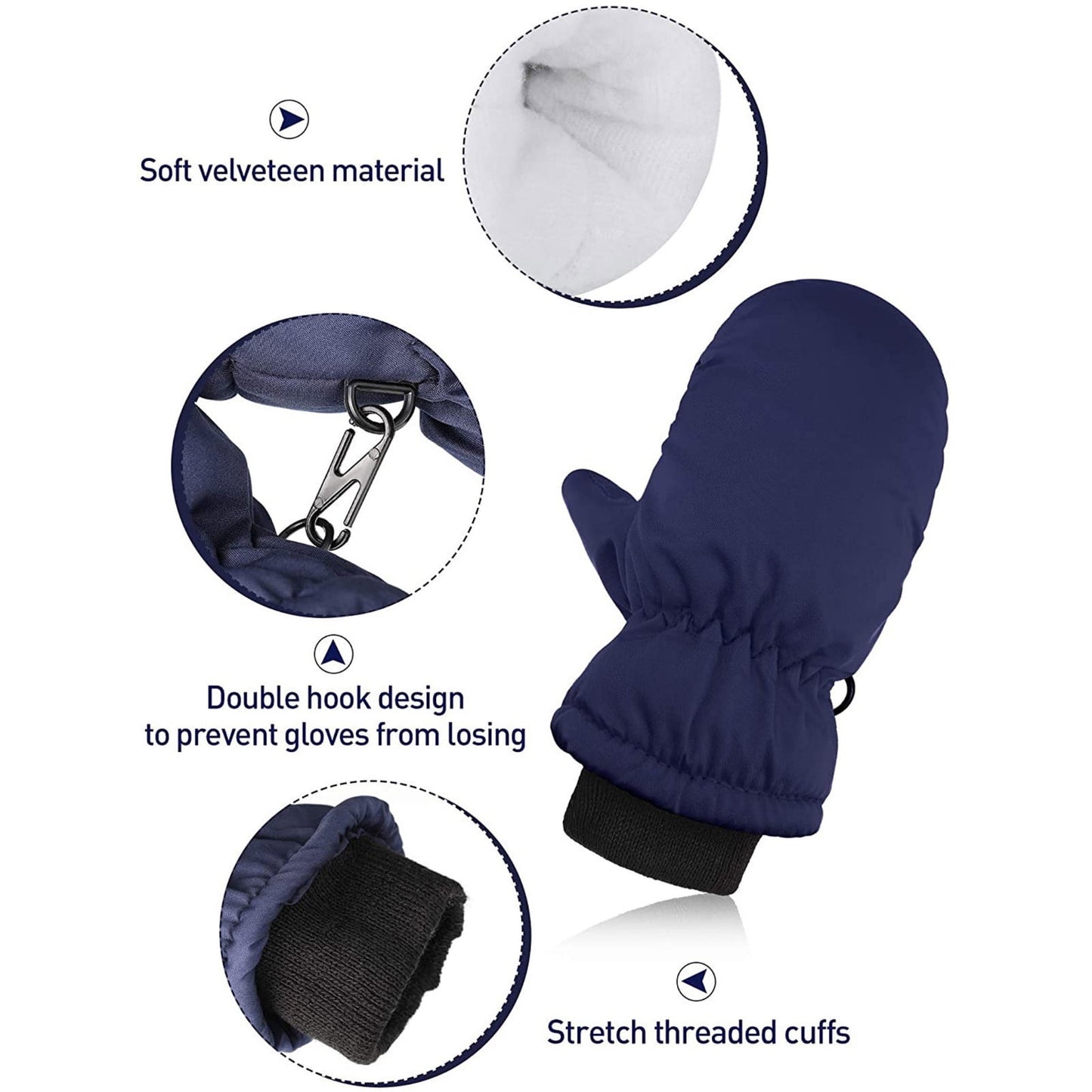 GXWEA 2T Gloves Kids Waterproof Gloves Kids Gloves Winter Gloves Thick Gloves Stretchy Warm Gloves Boys Girls 6-11 Year One Size color-6