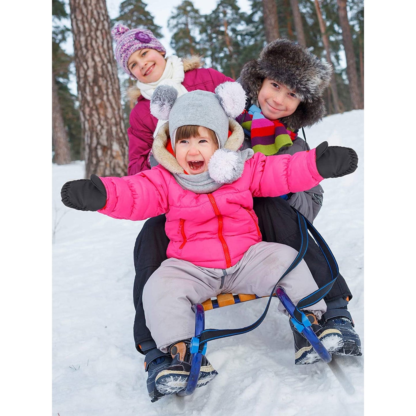 GXWEA 2T Gloves Kids Waterproof Gloves Kids Gloves Winter Gloves Thick Gloves Stretchy Warm Gloves Boys Girls 6-11 Year One Size color-6