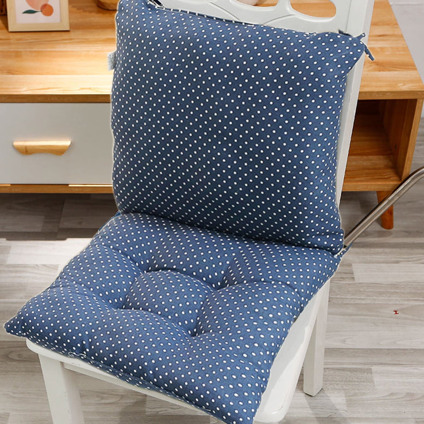 High Back Chair Cushions with Ties, 15.7" Indoor Outdoor Rocking Patio Chair Cushions, Non-skid No-Slip Onepiece Dining Chair Pad for Kitchen Dining Room Living Room Blue