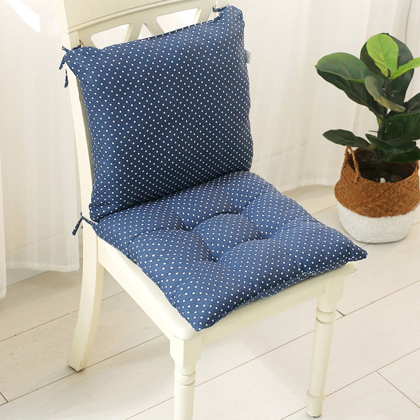 High Back Chair Cushions with Ties, 15.7" Indoor Outdoor Rocking Patio Chair Cushions, Non-skid No-Slip Onepiece Dining Chair Pad for Kitchen Dining Room Living Room Blue