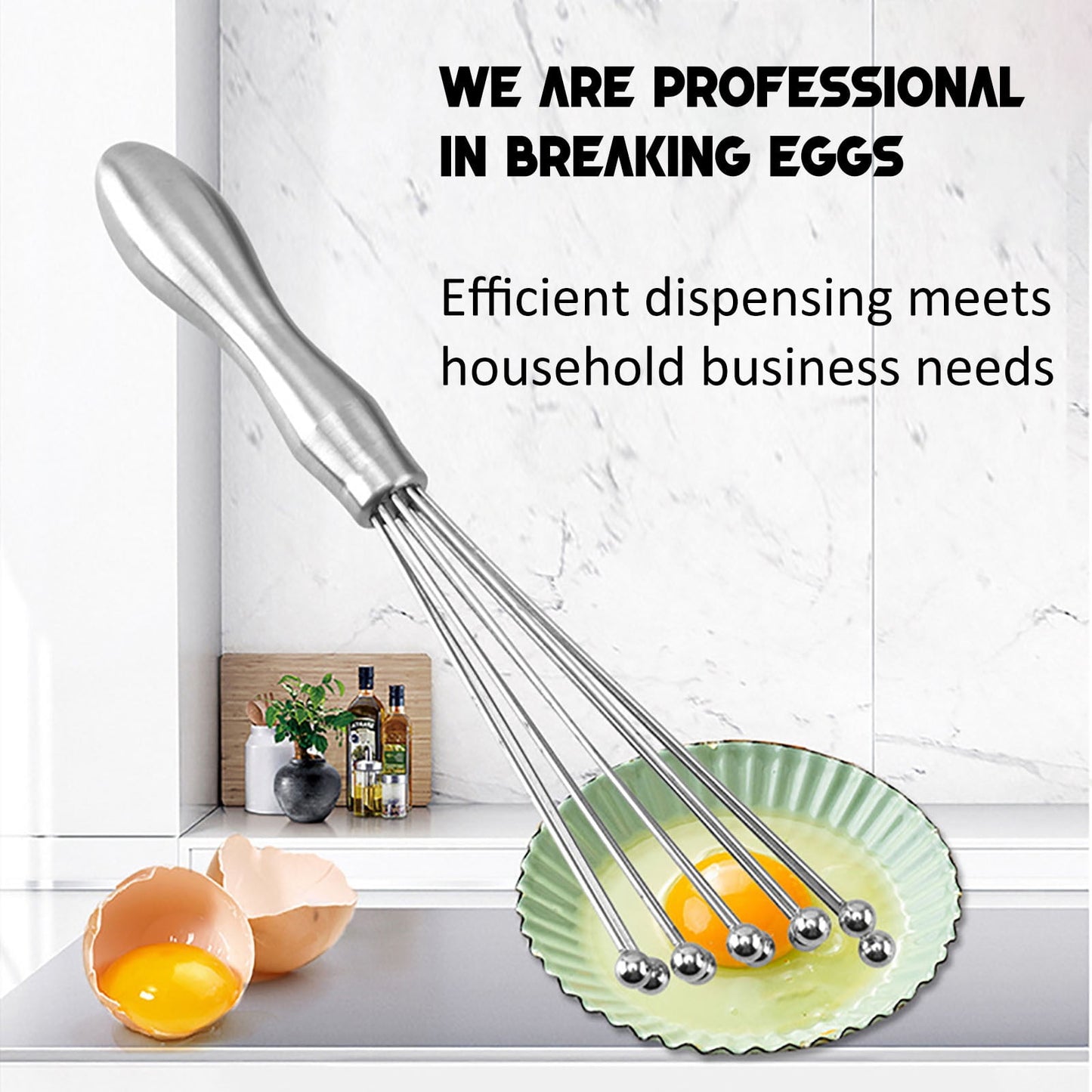 Egg Whisk,10" Stainless Steel Ball Whisk Egg Beater with Handle, Manual Mixers Whisk, Kitchen Tool for Baking Cooking B