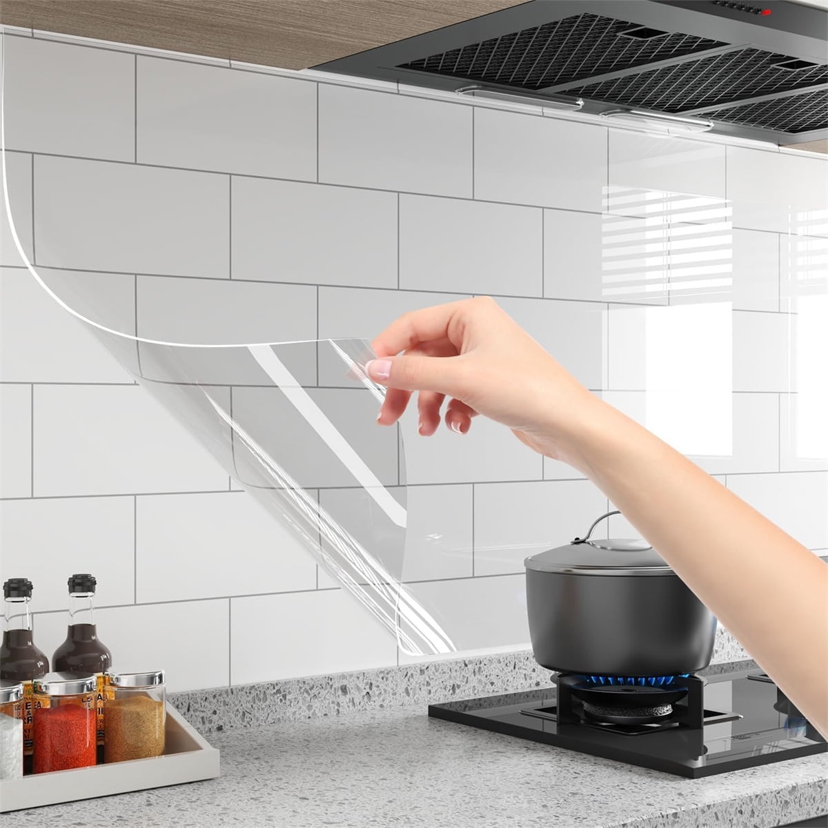 Wall Protective Film,Self-Adhesive Contact Paper,Removable Walls Covering,Heat-Resistant Clear Shelf Liner Backsplash for Home
