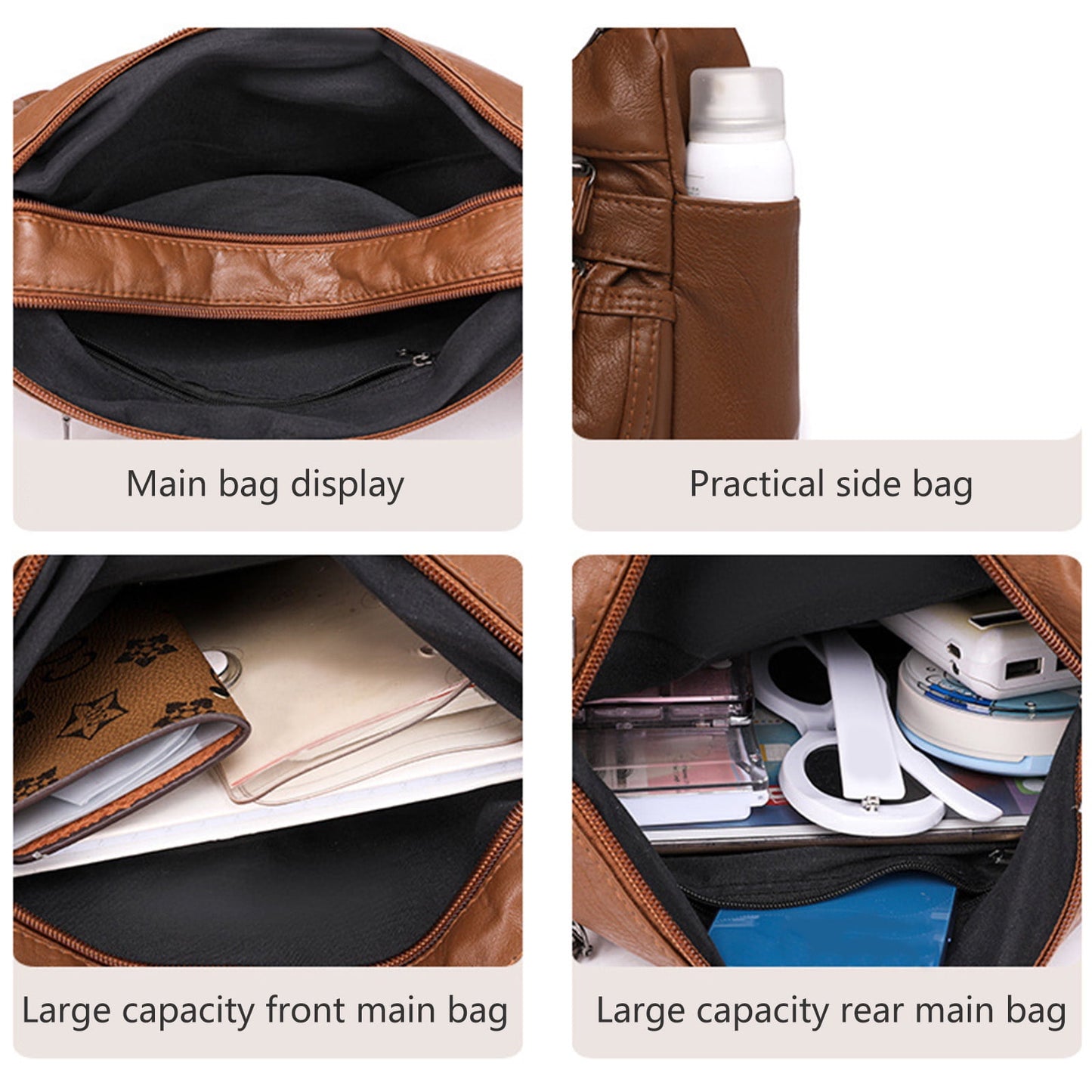 Crossbody Bags for Women, Pocketbooks Soft PU Leather Purses and Handbags, Multi Pocket Shoulder Bag, Multi Layer Fashionable Shoulder Women Bag, Shoulder Fashionable Pleated Bag Black