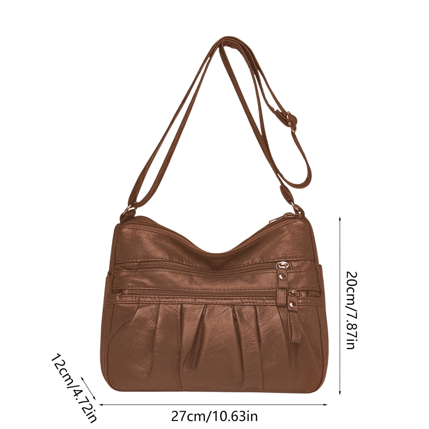 Crossbody Bags for Women, Pocketbooks Soft PU Leather Purses and Handbags, Multi Pocket Shoulder Bag, Multi Layer Fashionable Shoulder Women Bag, Shoulder Fashionable Pleated Bag Brown