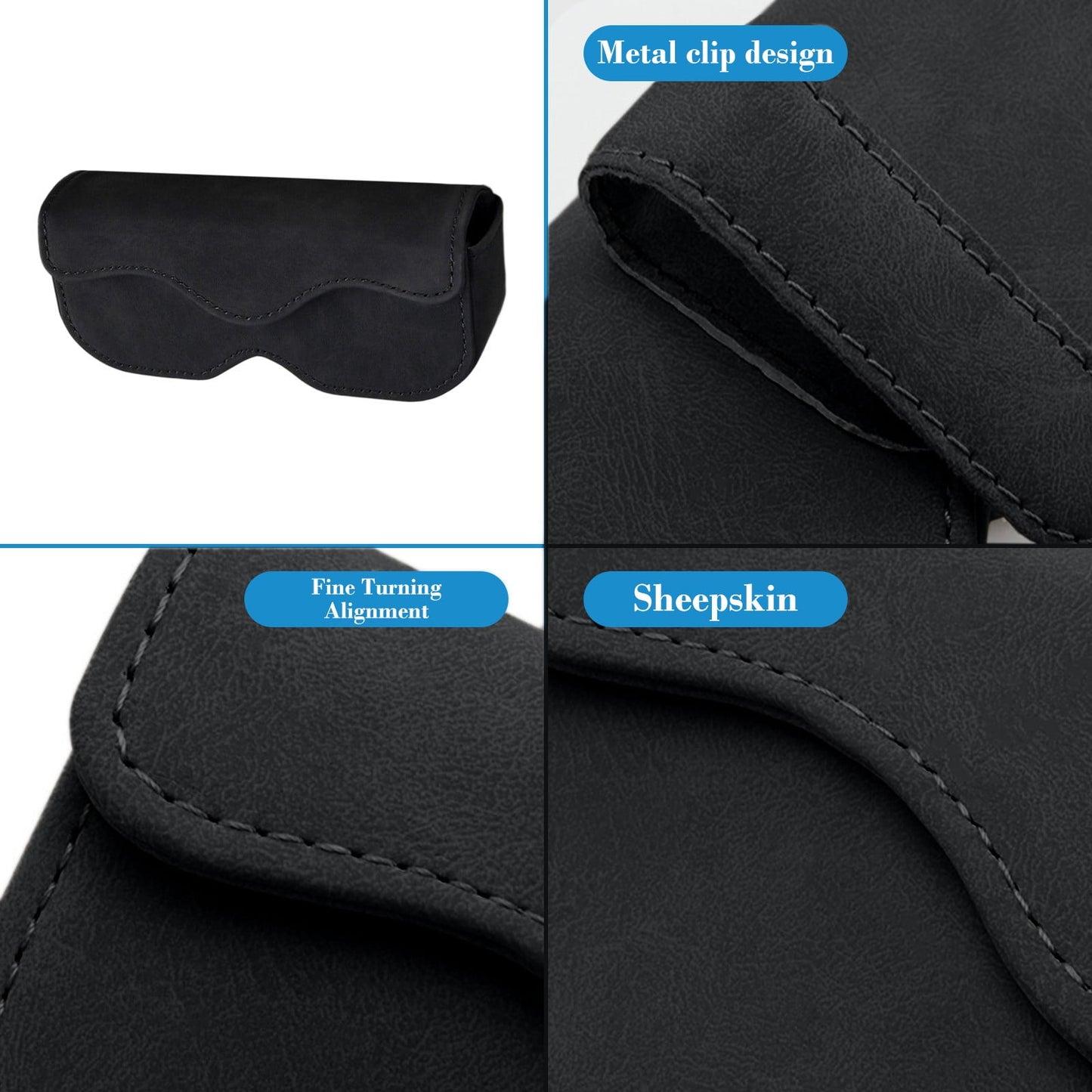 Sunglasses Holder for Car Sun Visor, Leather Auto Eyeglasses Storage Case with Hidden Closure, Protective Glasses Organizer Box, Vehicle Visor Accessories for Woman Man Gray