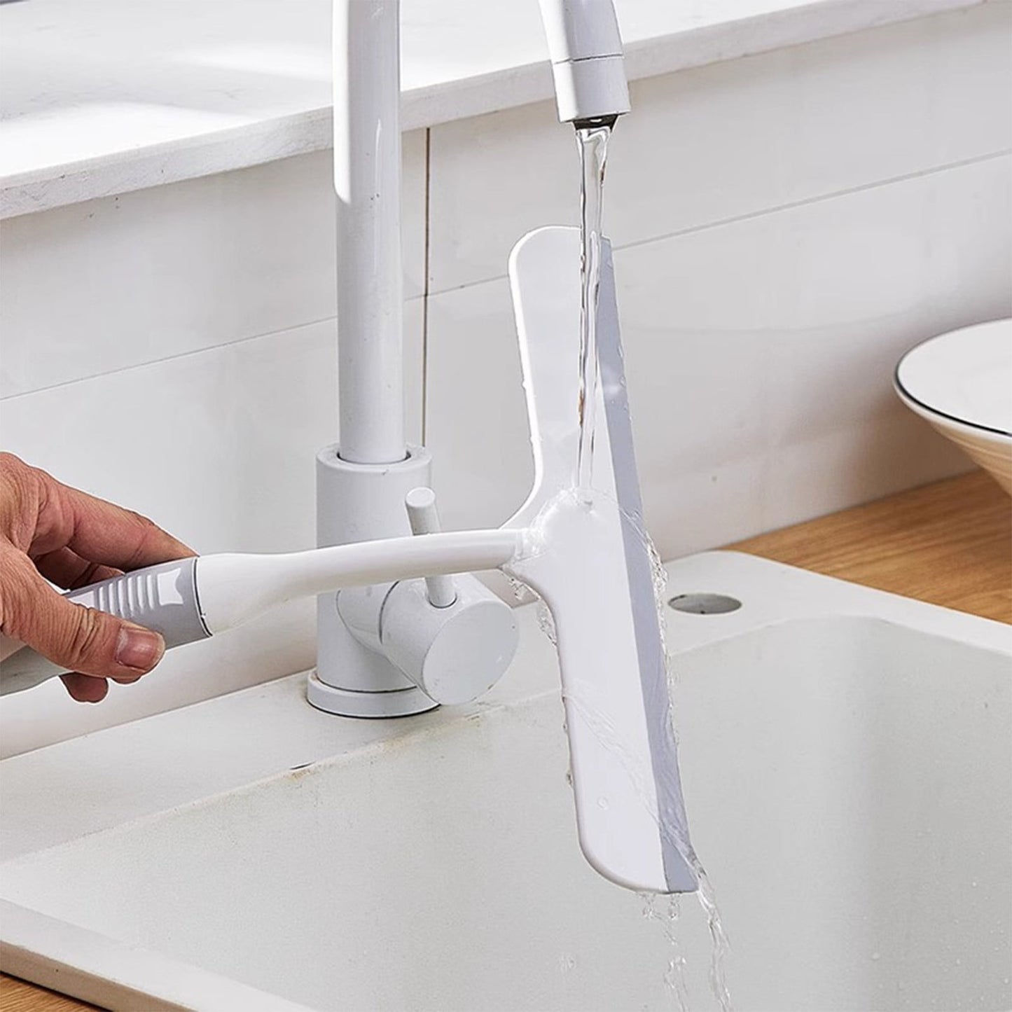 Shower Glass Squeegee, Window Glass Squeegee Shower Mirror Wiper, Door Wipe Blade, Multipurpose Cleaning Accessory, for Window, Windshield, Aquarium, Wall, Floor, Bathroom, Tile, Kitchen White,L