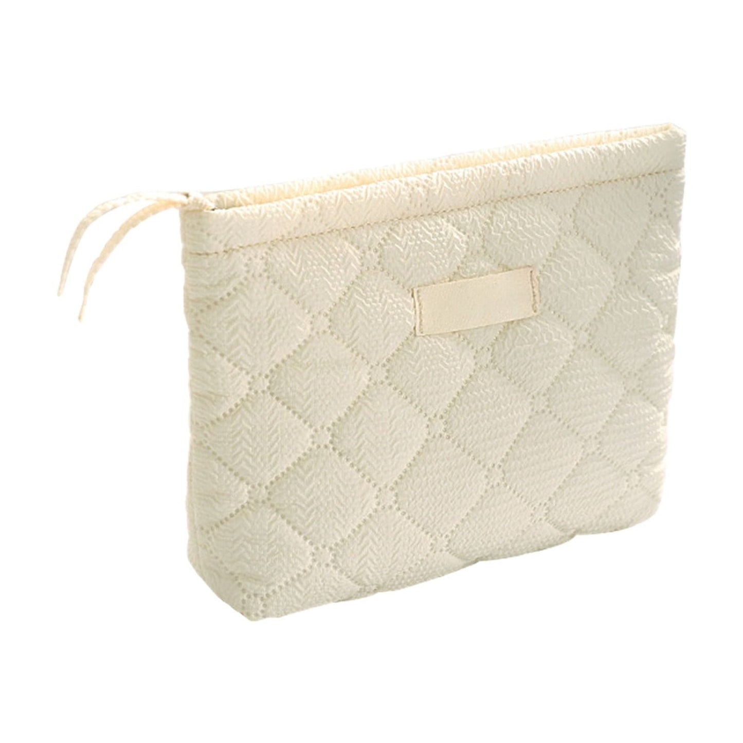Floral Makeup Bag, Quilted Makeup Bag, Zipper Pouch, Purse Travel Make Up Organizer for Women Cosmetic, Portable Cosmetic Bag, Large Capacity Pencil Case, for Travel, Camping Beige