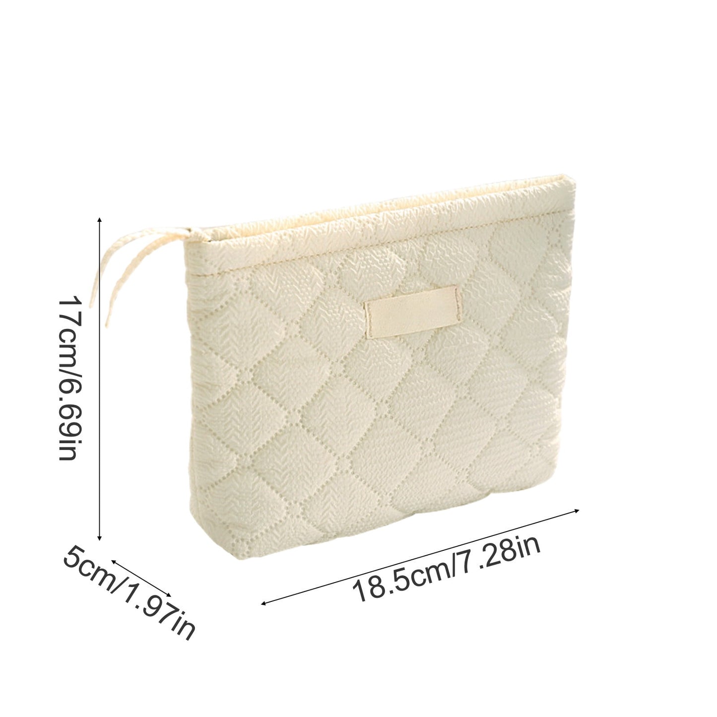 Floral Makeup Bag, Quilted Makeup Bag, Zipper Pouch, Purse Travel Make Up Organizer for Women Cosmetic, Portable Cosmetic Bag, Large Capacity Pencil Case, for Travel, Camping Beige