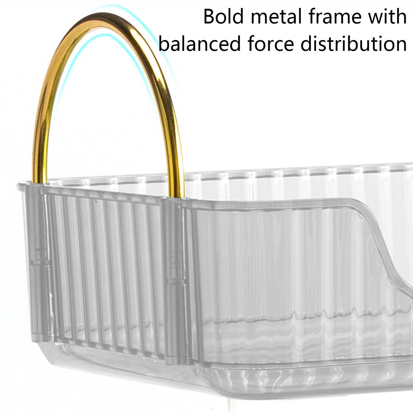 Bathroom Organizer Countertop, Vanity Tray for Skincare Makeup, Counter Organizer, Transparent Ribbon Handle Storage Rack, for Cosmetics, Toiletries, Lotions, Perfumes Clear