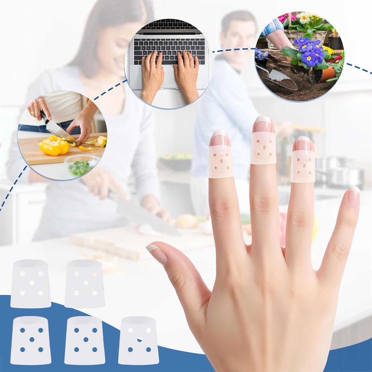 Finger Cots with Air Holes,Reusable Finger Protectors & Covers for Wound Care,Cracked Skin,Trigger Finger,Ideal for Hands & Hangnails,8 Pairs