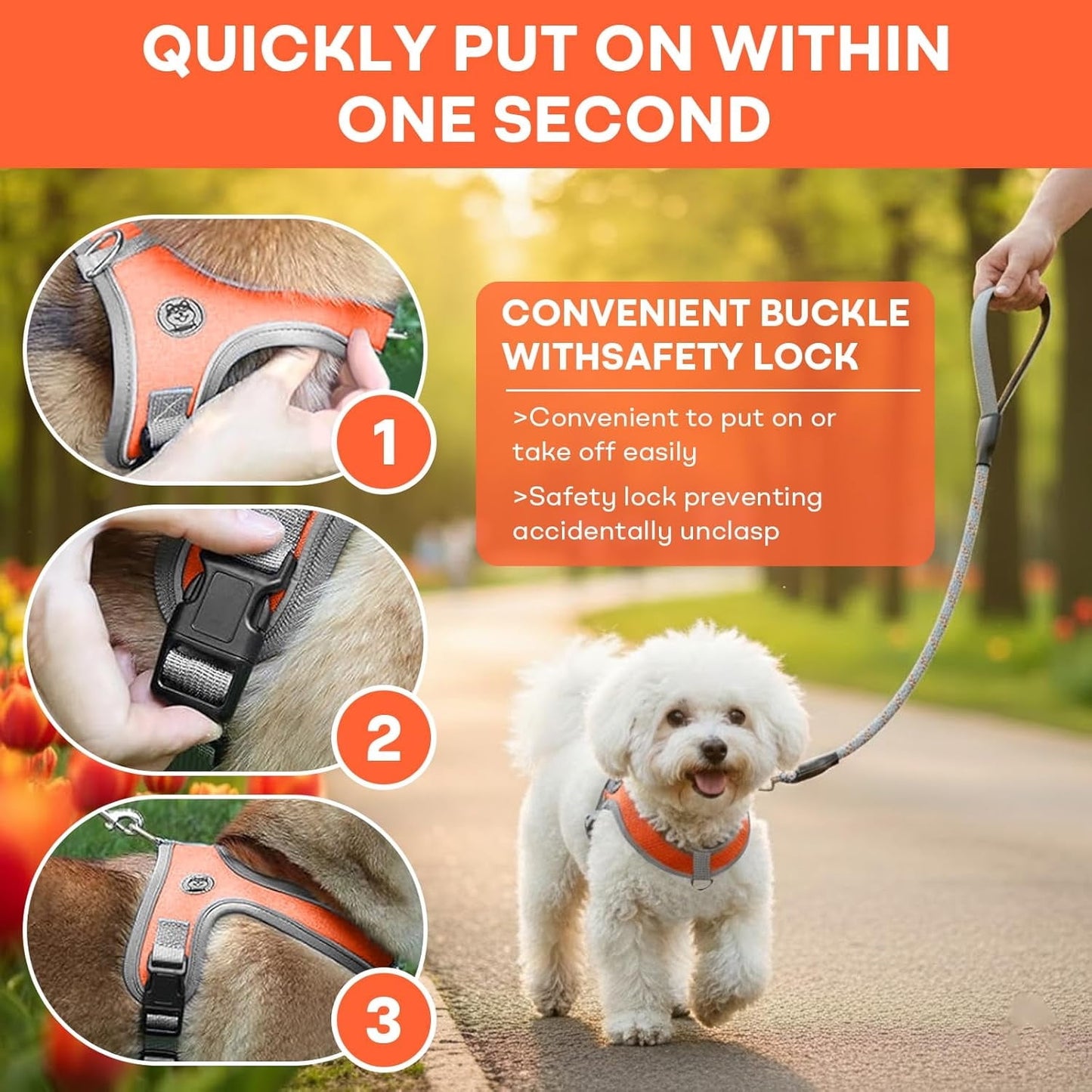 Dog Harness and Leash, No Pull Saddle Style Pet Harness, Breathable Mesh Adjustable Reflective Dog Vest, Dog Leash, for Dogs and Cat Medium Small Harness Blue,XS